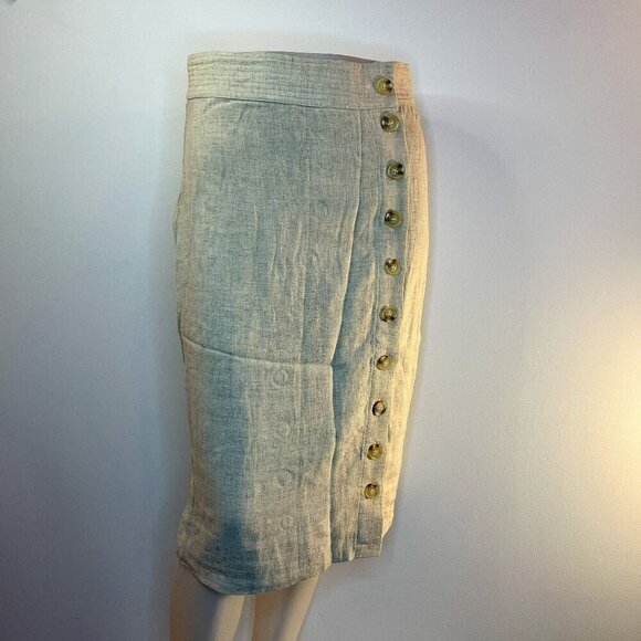 ORANGE CREEK Women's Oatmeal Linen/Rayon Buttoned Skirt - Size Small - NWT - Picture 1 of 4
